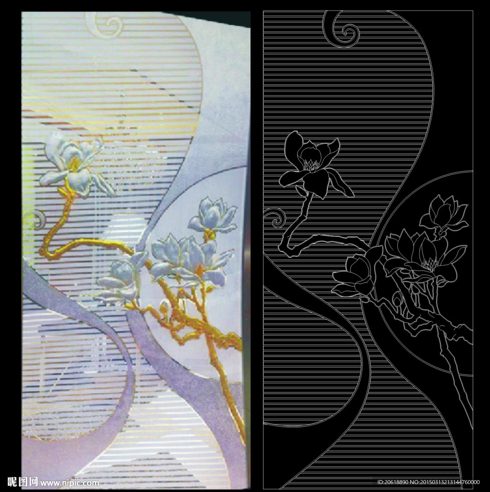 艺术玻璃 玉兰花