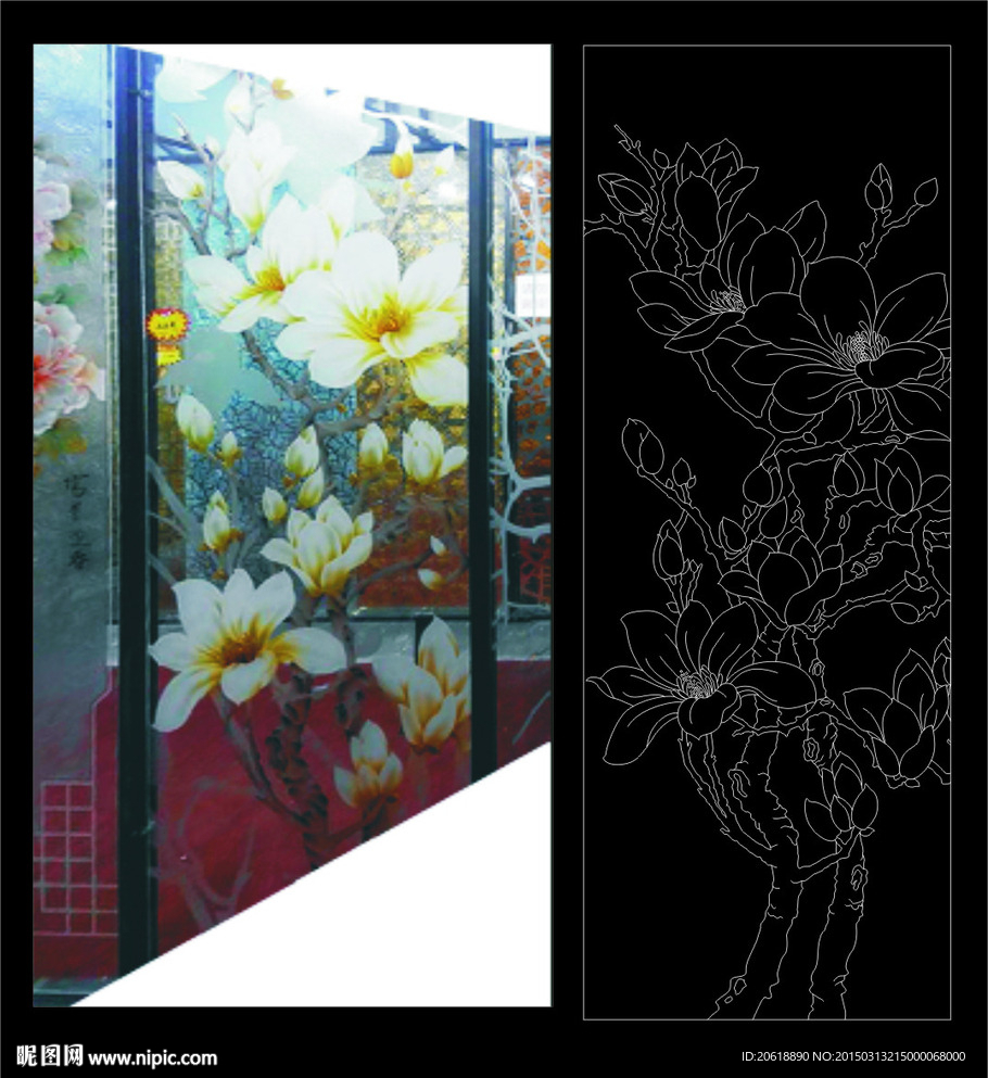 艺术玻璃 玉兰花