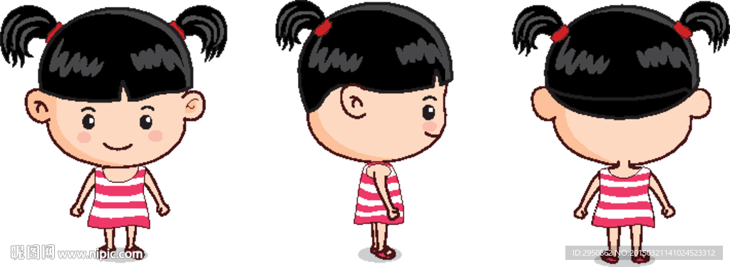机智的小姑娘卡通矢量造型图
