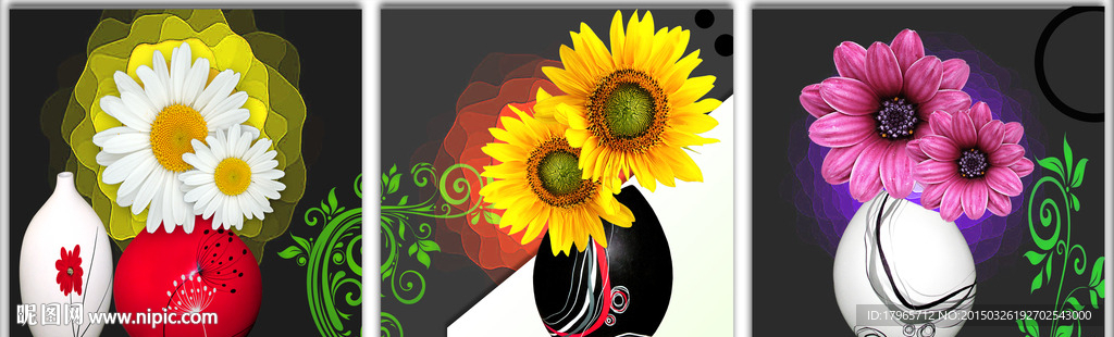 向日葵花瓶书房装饰画