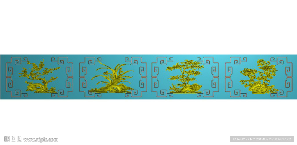 四君子花梅兰竹菊精雕图浮雕灰度