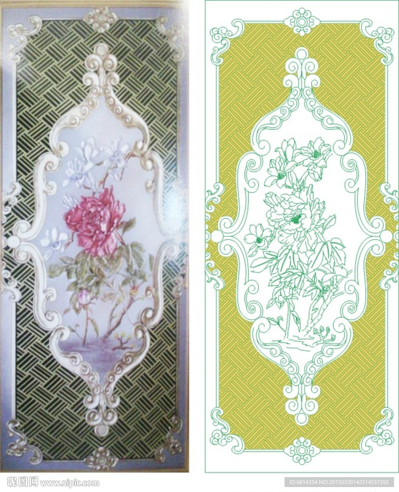 牡丹 富贵 欧式 艺术玻璃