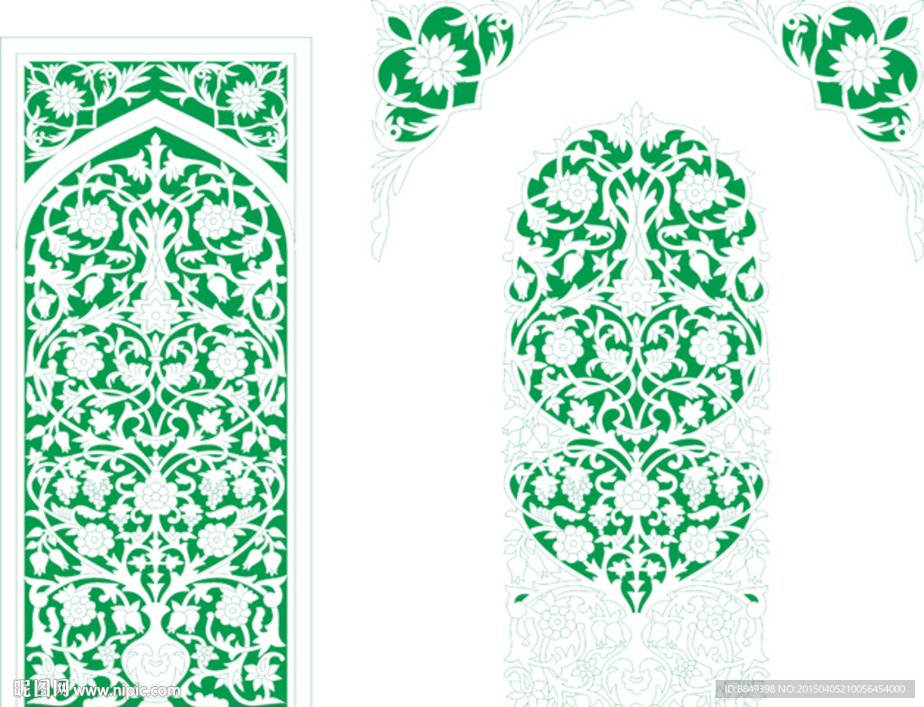 雕刻花形素材  欧式镂空 矢量