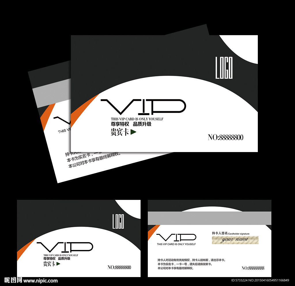 黑色创意艺术VIP会员卡设计