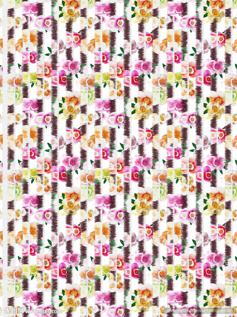 条纹花卉手绘清新花卉 ps分层