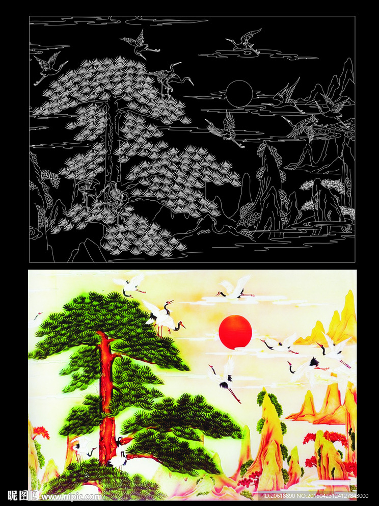 松鹤 迎客松 鹤