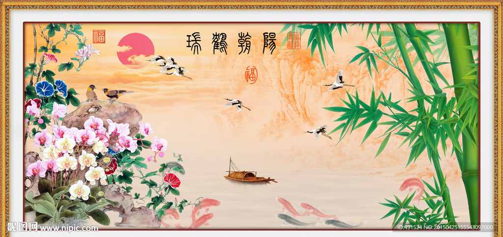 壁纸壁画 瑞鹤朝阳