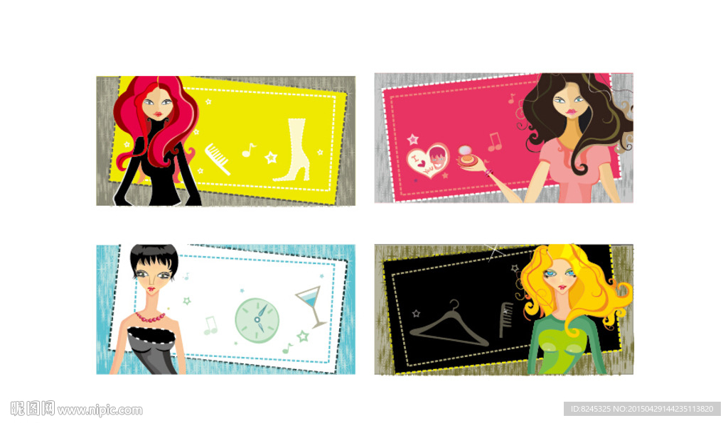 都市女性卡通海报模板卡片名片