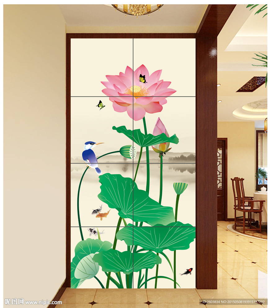 荷花玄关移门设计