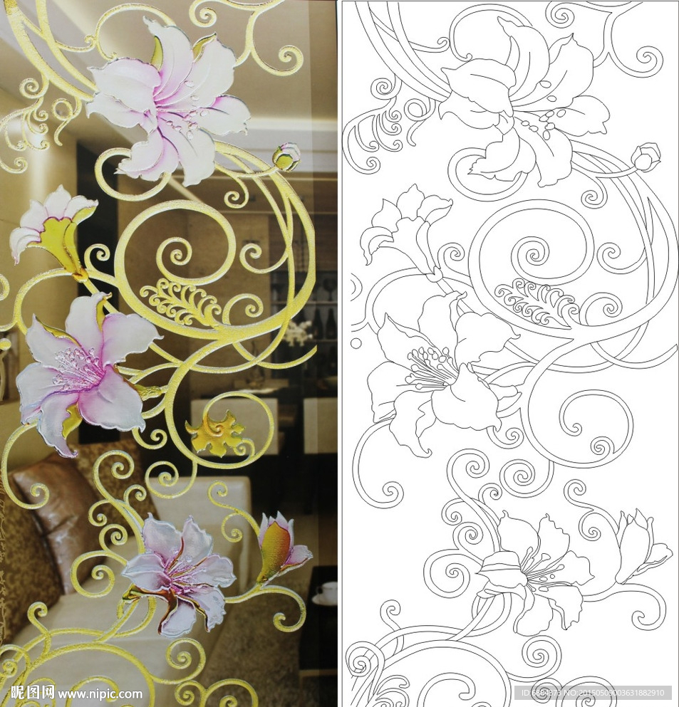 欧式花 线条图 百合