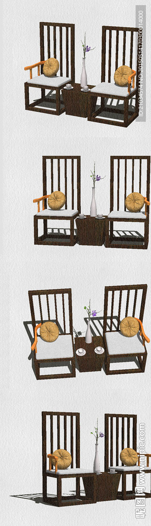 现代中式单人椅SU模型设计