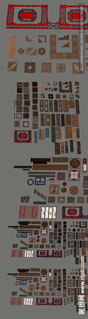 中式雕花的SU模型百种类型