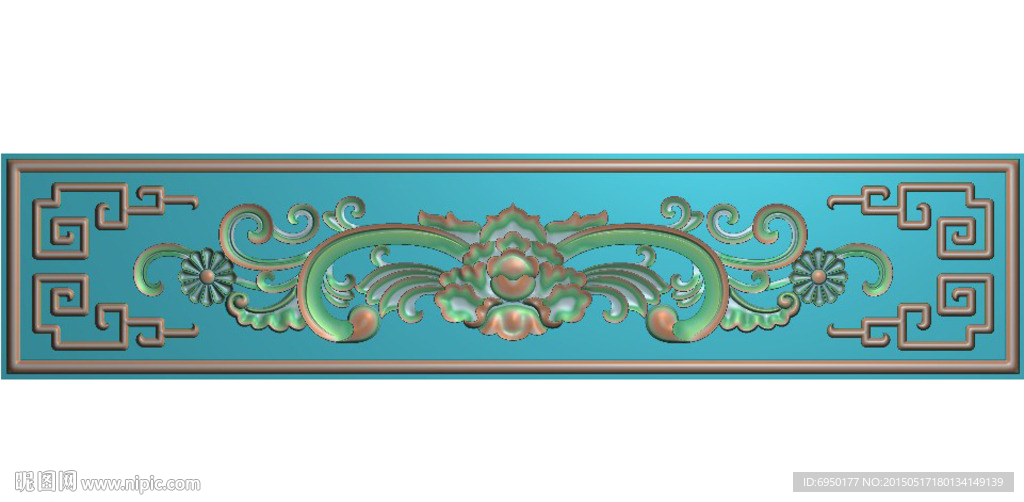 博古洋花拐子纹精雕图灰度图浮雕