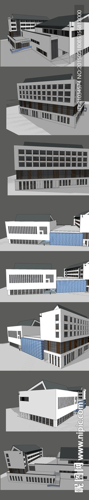 中式体育馆建筑su模型设计