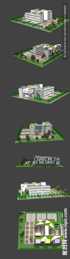 魔方立体幼儿园建筑设计SU模型