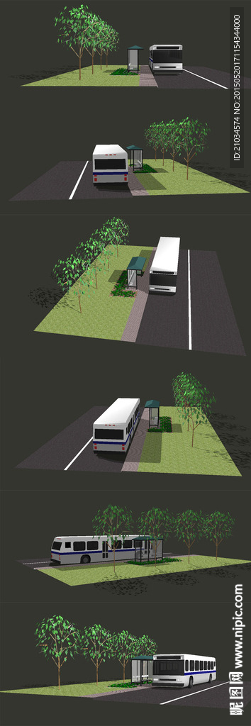公交车站候车亭SU模型2