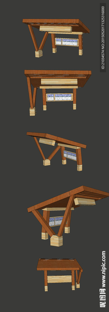 公交车站候车亭SU模型设计