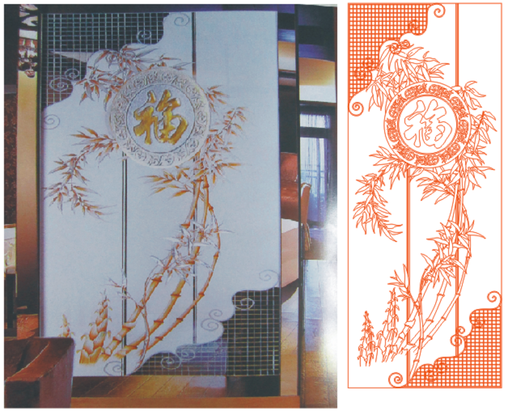 艺术玻璃平安福竹子竹报平安