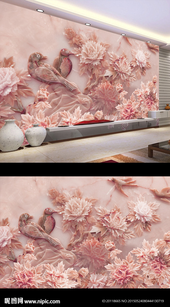 如意福字玉雕浮雕壁画电视背景墙