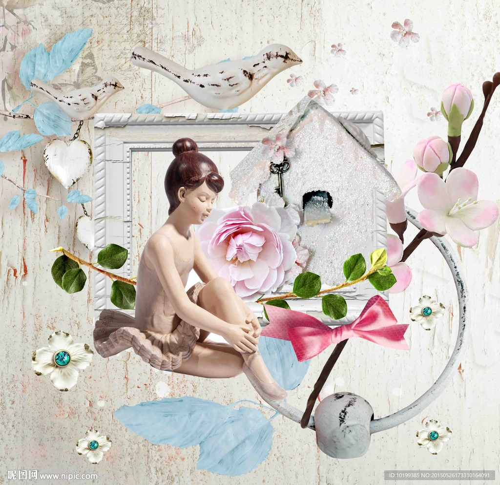 田园 鸟笼 相框