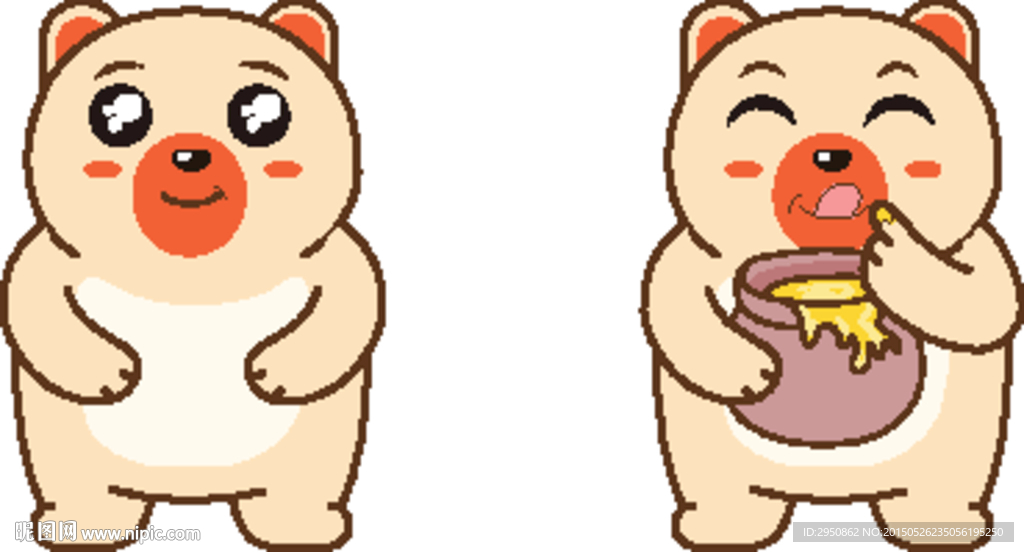 吃蜂蜜的小熊卡通矢量图