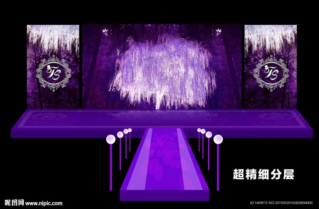 梦幻紫色婚礼现场布置