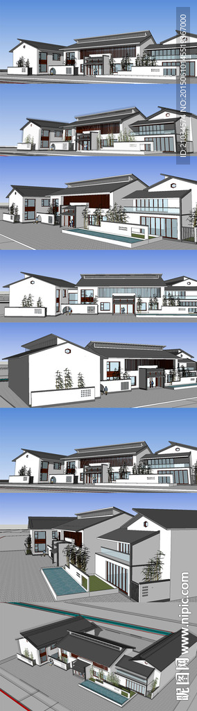 中式会所建筑SU设计