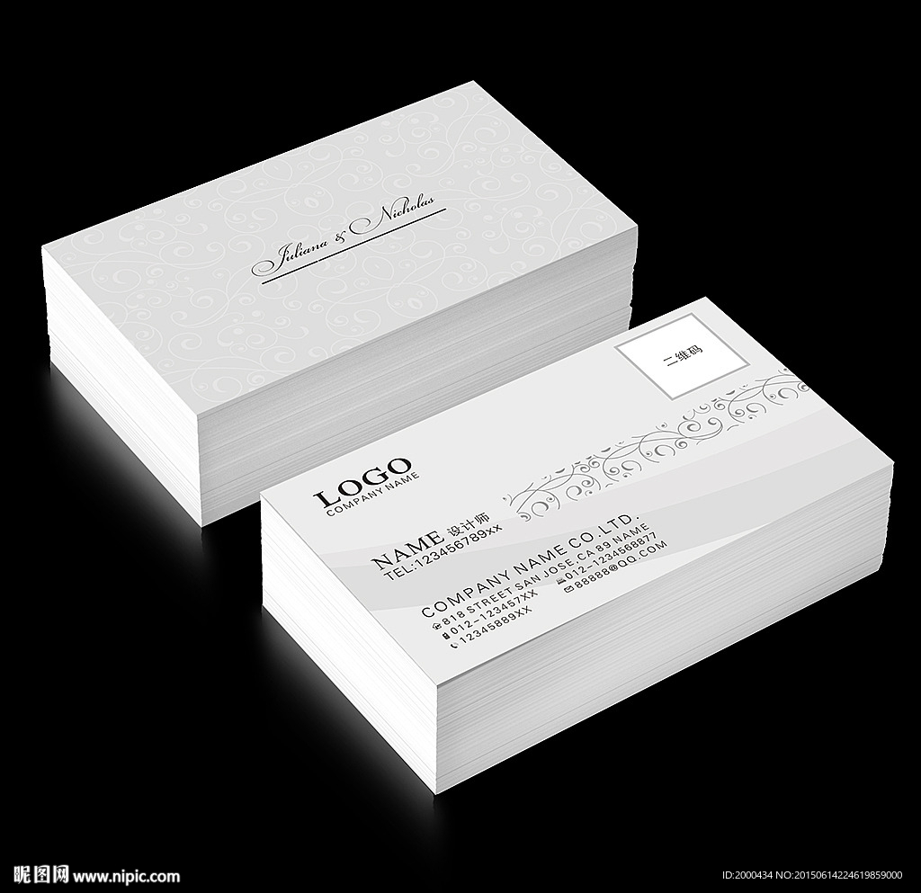 简洁大气花纹底纹名片