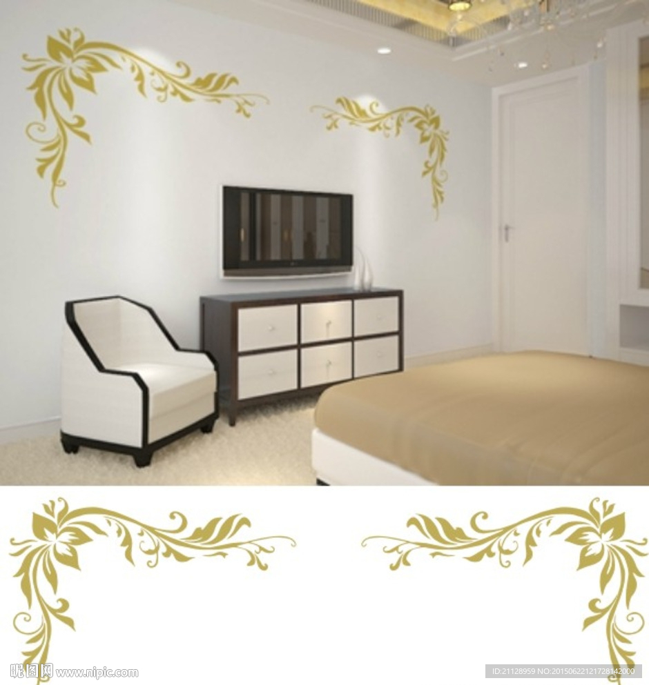 硅藻泥 刻花 电视背景墙 对角