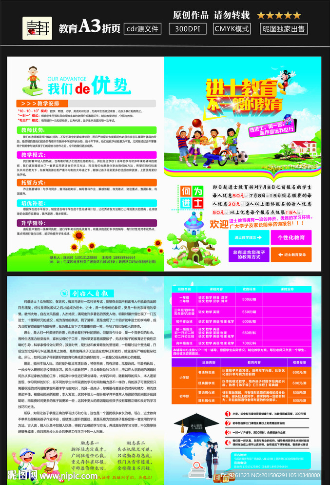 教育宣传DM单A3对折页