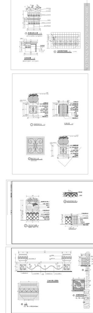 欧式柱墩花钵CAD图
