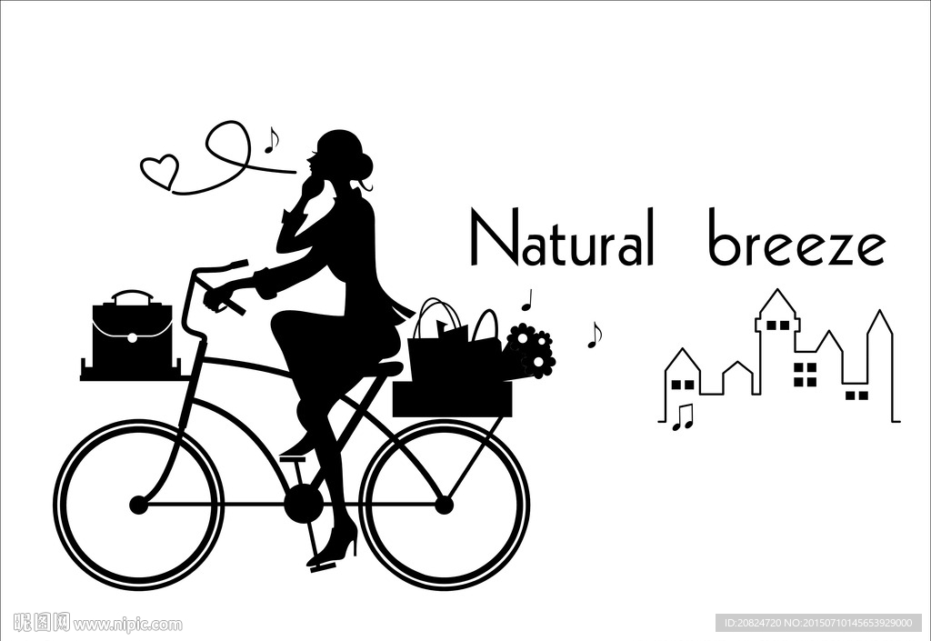 单车女孩背景墙贴
