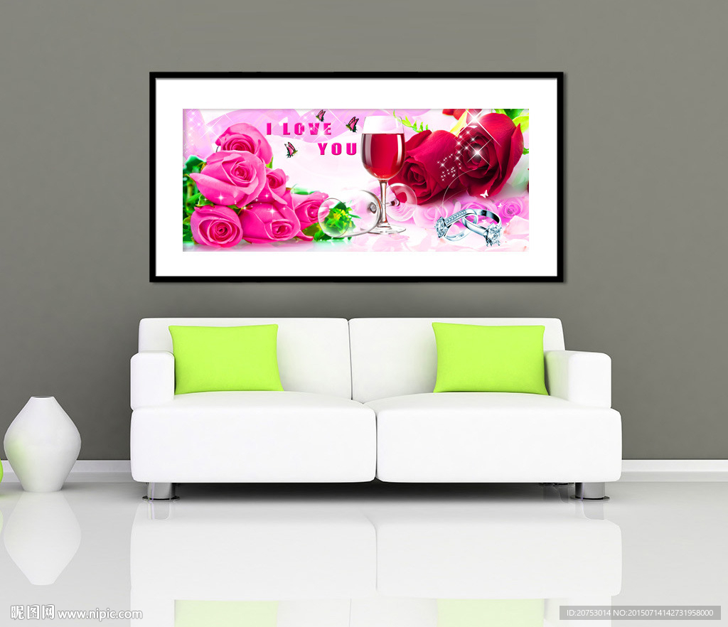 红酒玫瑰浪漫时尚无框画