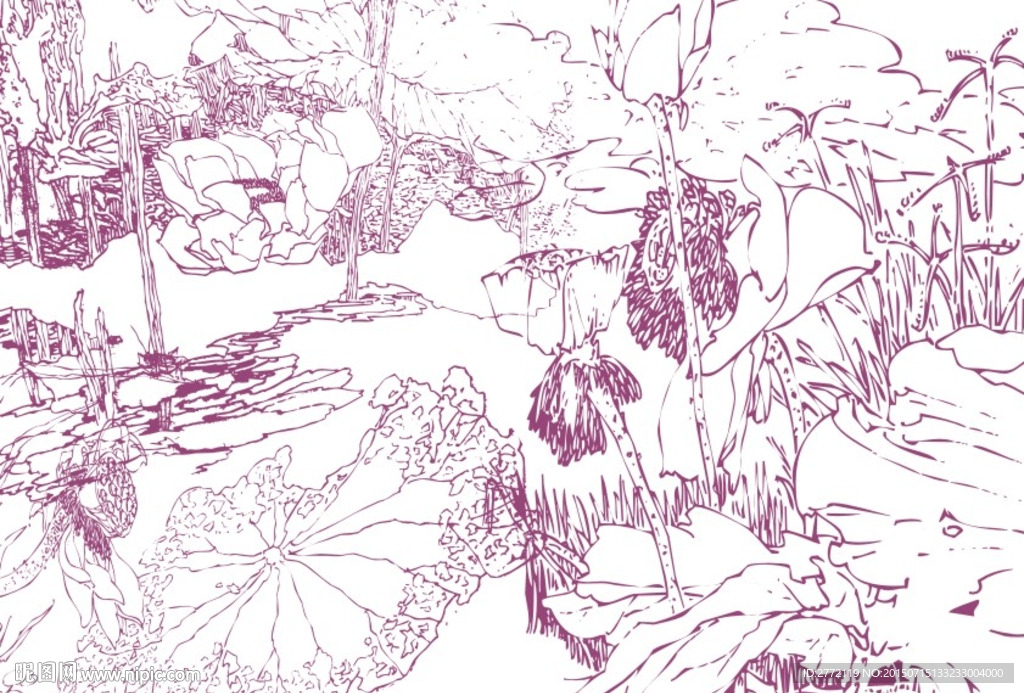 红粉佳人 荷花中国画