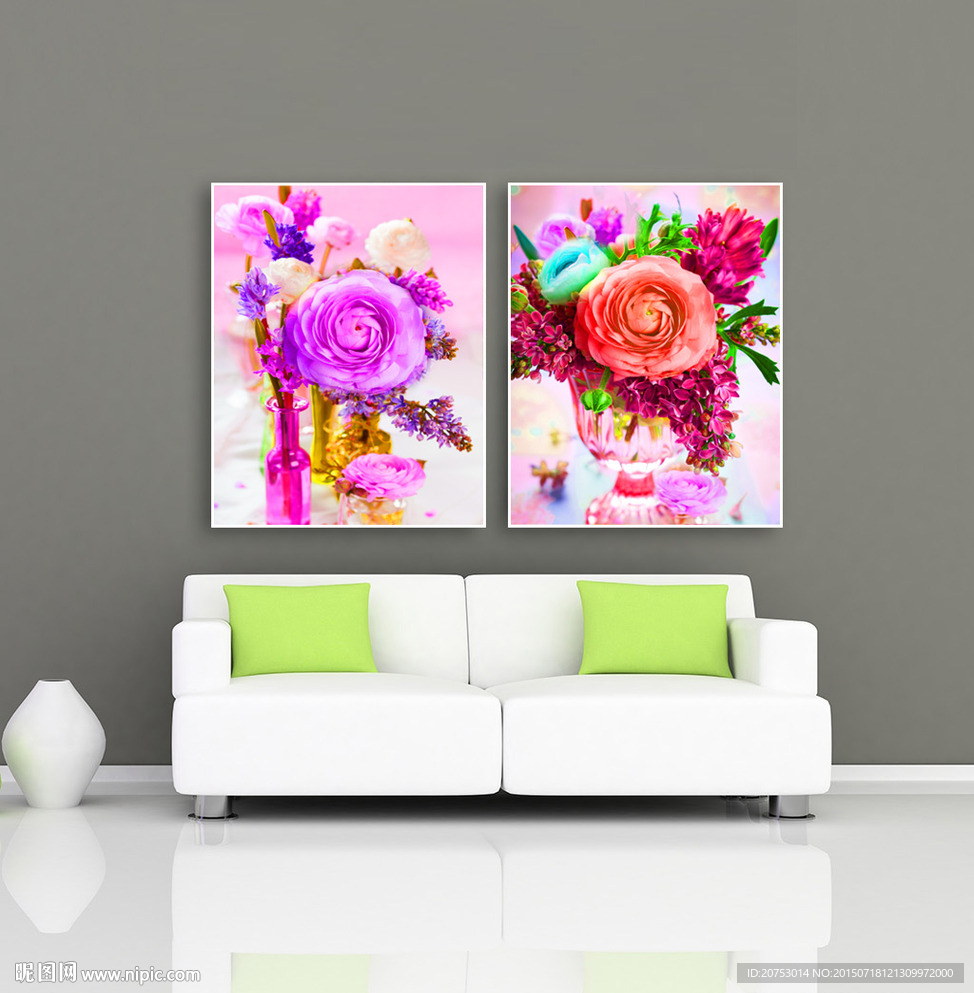 花瓶花卉无框画