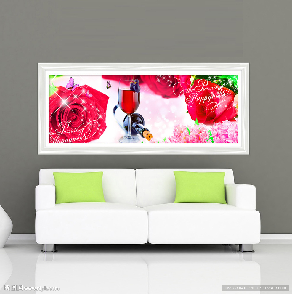 红酒玫瑰时尚浪漫无框画