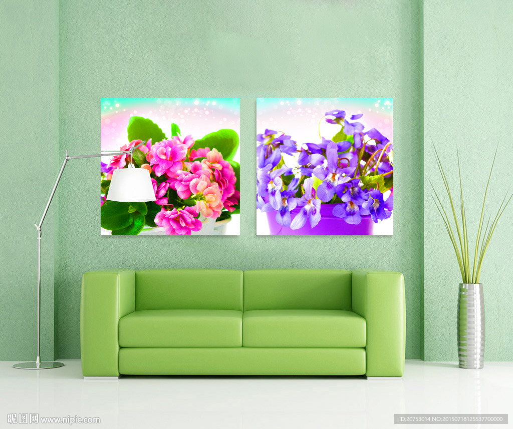 高档精美花瓶插花室内无框画