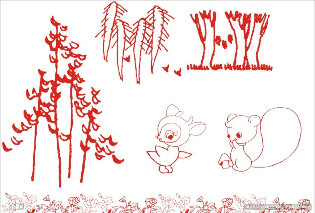 森林小松鼠 手绘画