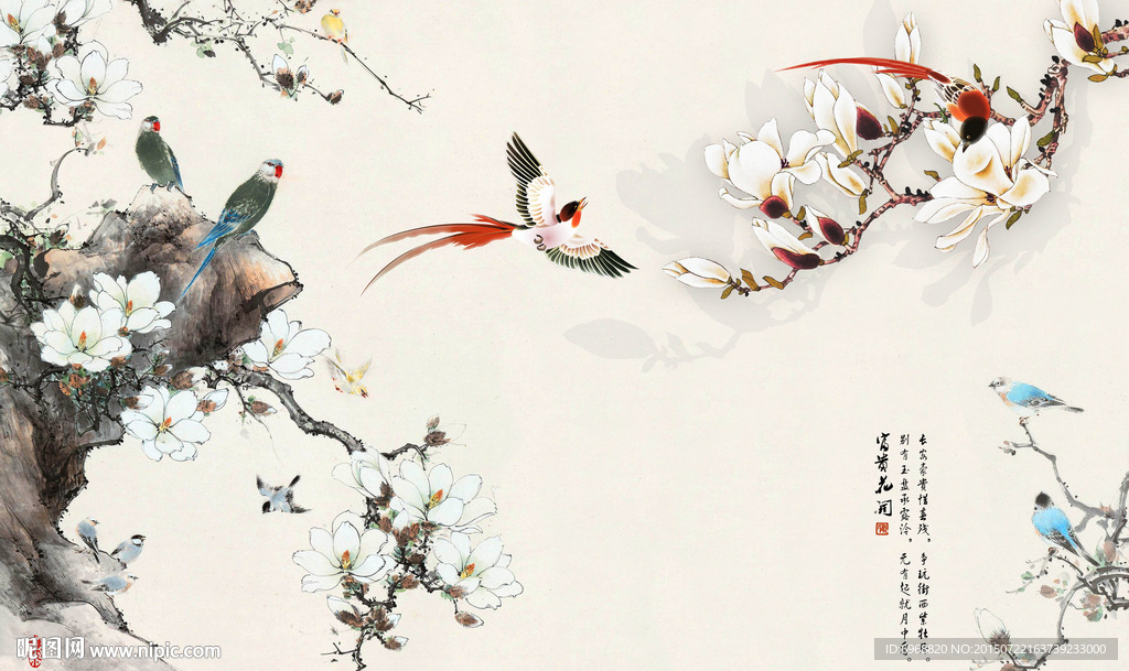 富贵花开电视背景墙效果图