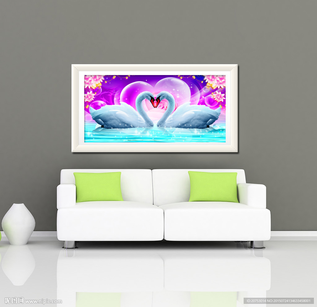 浪漫天鹅无框画