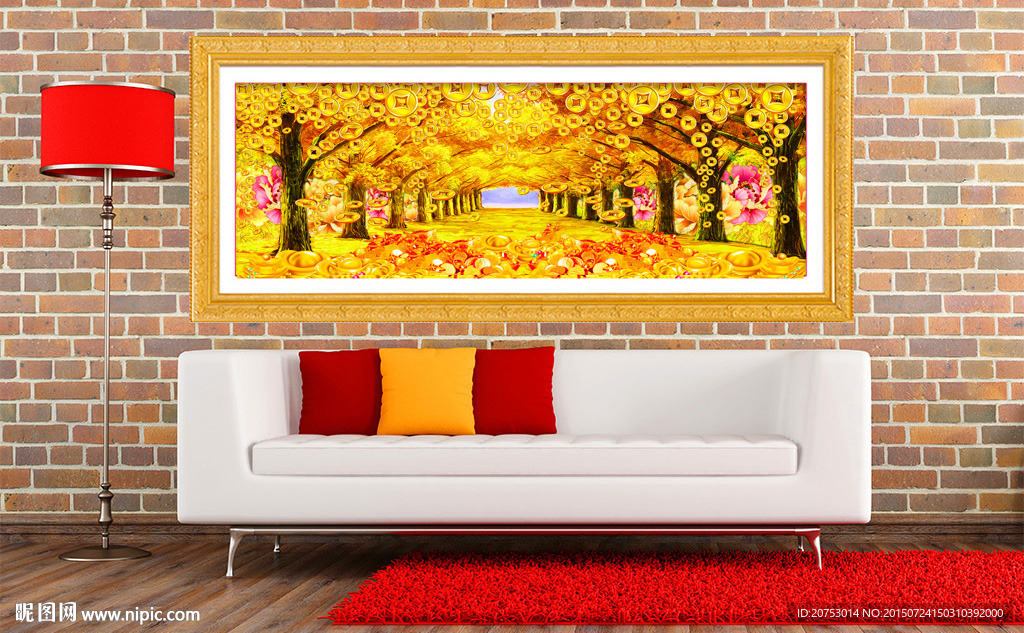 黄金满地金秋大道摇钱树无框画