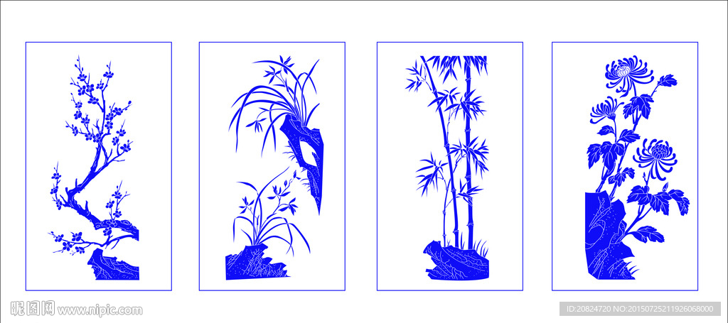 梅兰竹菊矢量墙贴