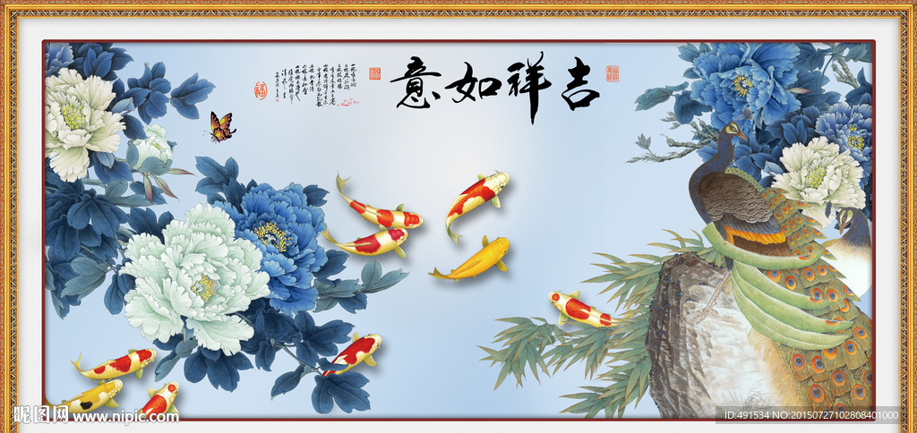 背景墙 富贵牡丹图