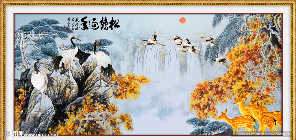 背景墙 松鹤延年