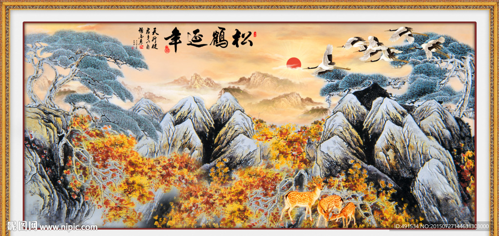 背景墙 松鹤延年