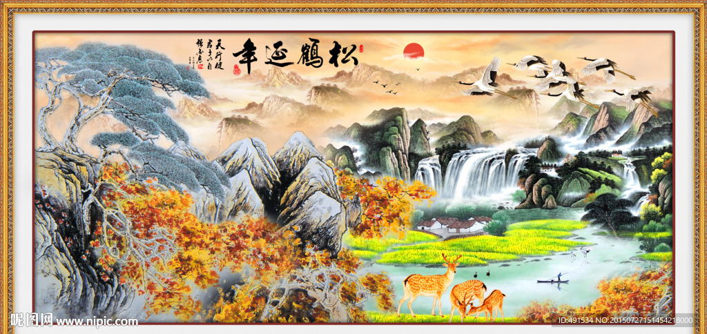 背景墙 松鹤延年