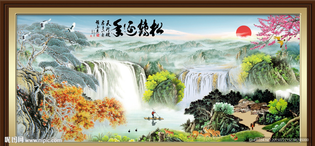 背景墙 松鹤延年