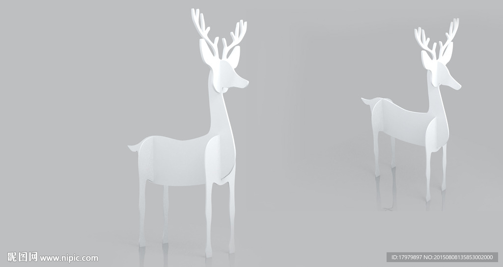 3D平板立体鹿模型