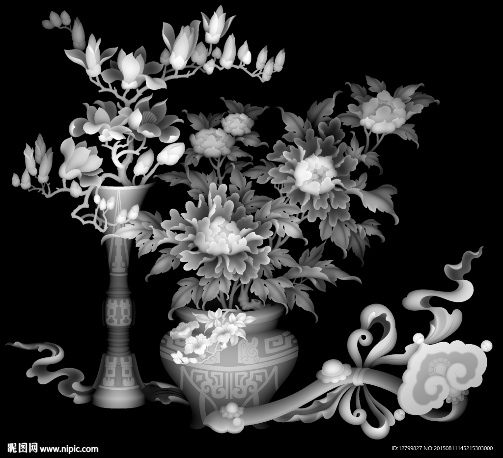 四季花鸟灰度图