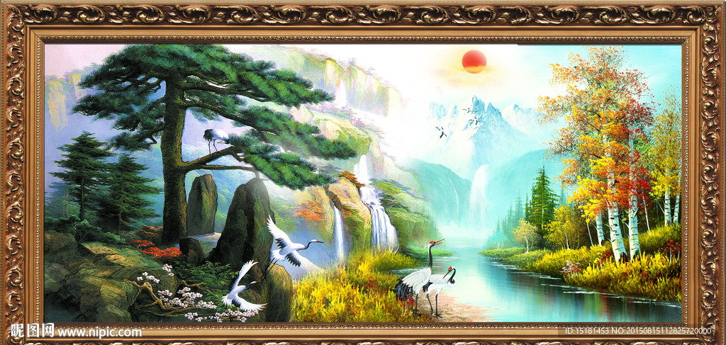 油画风景 迎客松